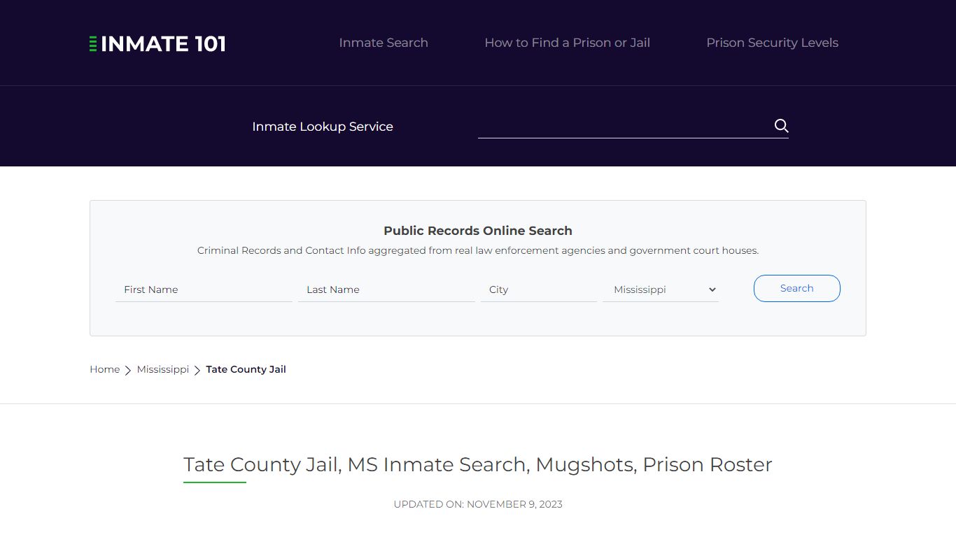 Tate County Jail, MS Inmate Search, Mugshots, Prison Roster